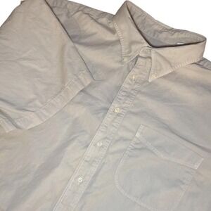 Halogen Nordstron Button Down Shirt Men XL Cream S Sleeve Cotton Classic Casual